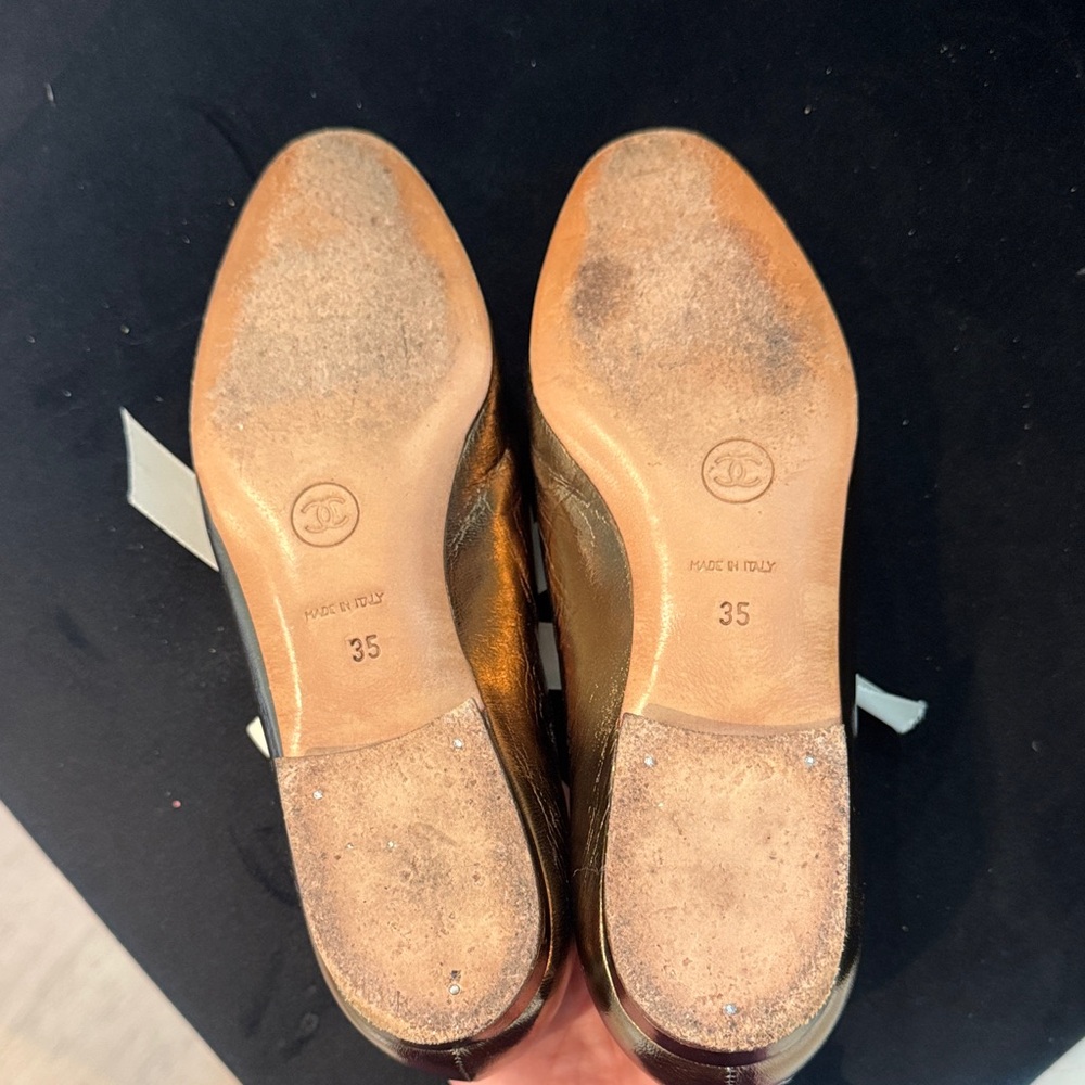 CHANEL Ballet Flats Vintage Gold Size 35 - Picture 2 of 5